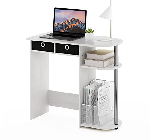 Furinno Laptop Notebook Computer Desk, Engineered Wood, White Oak/Stainless Steel, 39.62 (D) x 80.01 (W) x 72.39 (H) cm