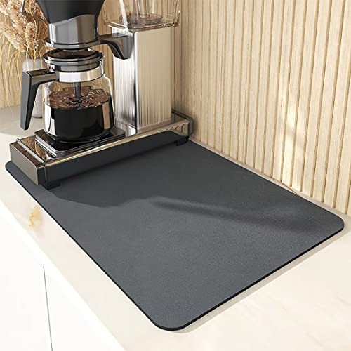 Hovoto Draining Mat, Kitchen Super Absorbent Draining Mat, Super Absorbent Kitchen Counter Mat, Coffee Machine Mat,Quick Dry Dish Drainer Mat, Anti Slip Drainer Mat for Kitchen Counter, Gray, 30x50cm