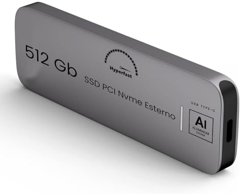 SSD esterno portatile da 512 Gb, fino a 1050 MB/s Unità a stato solido esterna USB 3.2 Gen2 ultra veloce Mini SSD esterno USB-C per laptop, dispositivi di tipo C, per uso professionale, gar. Italia