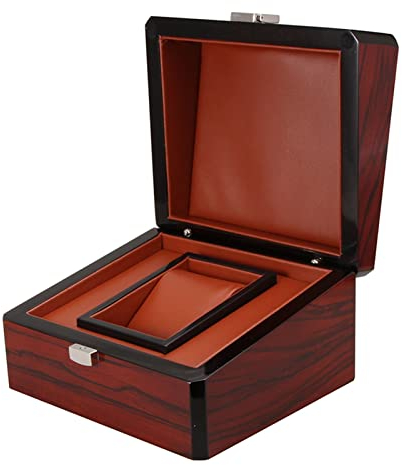 BONOOL Wertvolles Uhrengehäuse aus Holz, Schmuck-Geschenkbox, Aufbewahrung mit Kissen, Vitrine, Uhrenbox