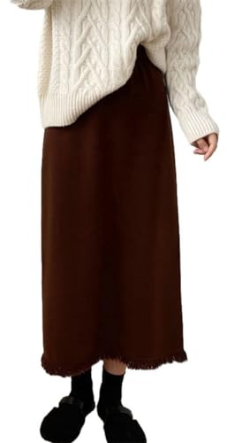 SUIUOI Dam manchesterkjol med hög midja och A-linje vintage charm – snygg och varm genom vinterlooken – perfekt för alla tillfällen, 1 # brun, one size