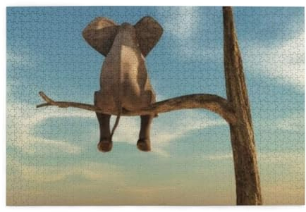 Kleiner Elefant auf Baum Druck 1000 Teile Puzzle Premium Holzpuzzle Geschenke Für Erwachsene Familie Hochzeit Abschluss Geschenk Vertikale Version