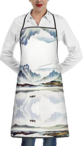 FAIRAH Fashionlandscape Malschürze, ein Muss für fortgeschrittene Küche, Kochen und Backen, verstellbar und langlebig, weiß, Einheitsgröße