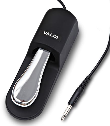 VALDI BP-3 Sustain-pedal – universell pedal för tangentbordpiano, digitala pianon, MIDI-tangentbord och synths – konverteringsomkopplare för alla varumärken – 1/4 tums uttag, halkfri design, utökad
