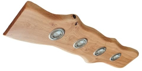 FRIESENLICHT LIKSA Deckenlampe Holz Hängelampe mit Baumkante geölt rustikal Led Vintage Set Leuchte Wildeiche Massiv GU10 Dimmbar ohne Dimmer Austauschbar (50 cm/2 Spots)