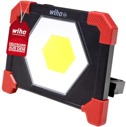 Foco de trabajo recargable 30W, 3.000lm Titel der live sein soll: Wiha Akku-Baustrahler 30W, 3.000 lm I mit 3 Leuchtmodi I Scheinwerfer für Baustelle mit Stellfuß & Magnet I aufladbar USB-C (45698)