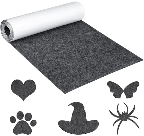 Wzone 31×200cm Filz Selbstklebend, Dunkelgrau Filzmatte Filzband Selbstklebend, Filzstoff für Geschenkboxen, Bilderrahmen, Stühle und Sofas Usw (12.2 x 78.74in)