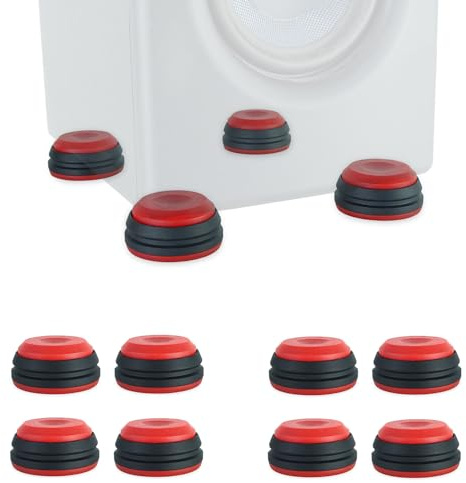 keepdrum SSA300RD Speaker Feet for Two Boxes Vibration Damper Speaker Resonance Absorber in Red 2 x Pack of 4