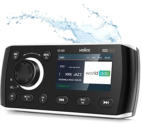 Marine Stereo Video Player DAB + / FM/AM con streaming Bluetooth, per yacht, barca, UTV, ATV, Powersport, Spa