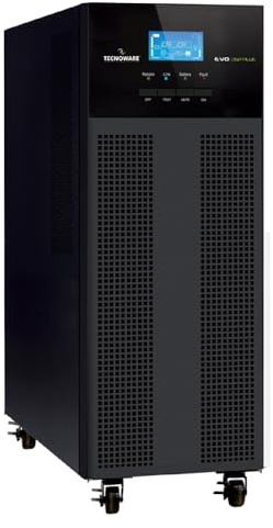 Tecnoware Power Systems - Online USV EVO DSP Plus 5500, 94% Effizienz, VFI-Technologie, Mikroprozessor gesteuert, USB & RS232, Kompatibel mit Stromaggregat, Schwarz, 5500 VA