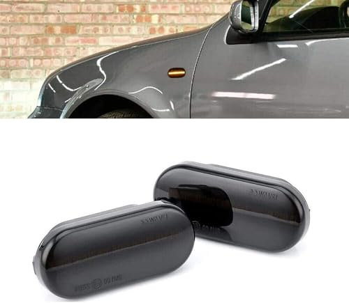 LED Intermitentes Laterales Dinamicos Amarillo ámbar Coche Luz Intermitentes Para VW Polo Bora Golf J-etta P-assat Sharan Vento Fiesta C-Max Focus Fusion Galaxy Ibiza Leon Skoda Octavia 1U (Negro)