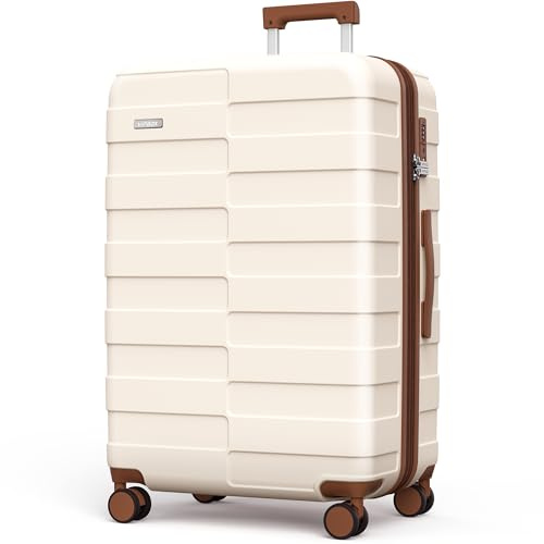 Vipbox Koffer Klein Hartschale 55cm (3 Jahre VIP-Service) Leicht Polycarbonat Reisekoffer Ultra-Langlebige Trolley Handgepäck mit 4 Rollen und TSA Schloss, Elegantes Weiß