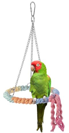 Altalena per Uccelli, Giocattoli Altalene in Corda per Pappagalli con Gancio, Posatoio per Uccello da Appendere per Calopsitta, Inseparabili, Parrocchetti, Conuri