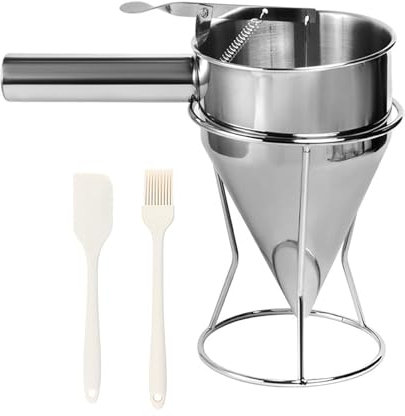 Bogoro Distributore per pasta da 1,4 l, in acciaio inox, con supporto, con pennello per olio, raschietto per casa, cucina, dolci, dolci