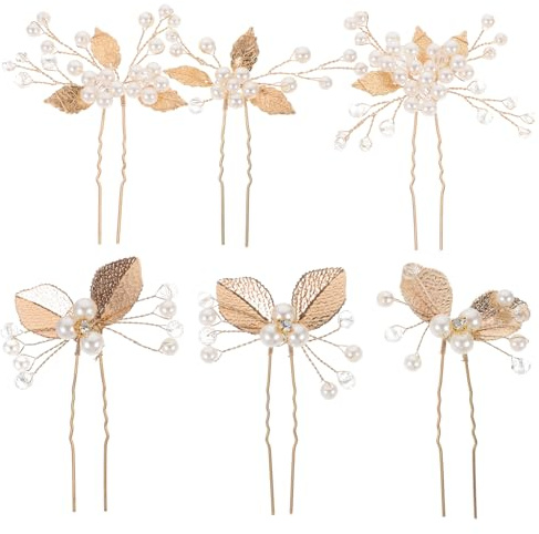 NIYANGLE 6pièces Épingles à Cheveux Perles Avec Accessoires De Mariage Pour Femmes Et Mariées Broches Strass Élégantes Et Sophistiquées