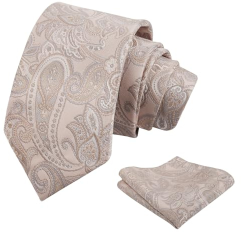 Alizeal Mens Retro Paisley Necktie and Handkerchief Set, Blush