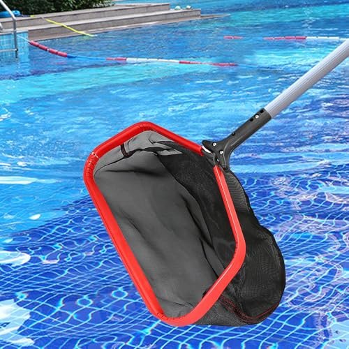 Generisch Metall Poolkescher Professionell,Poolkescher Tiefenkescher Mit Stabilem Rahmen,Hocheffizienter Pool Laubkescher Mit Leicht Zu Schaufeln Den Kanten (Red)