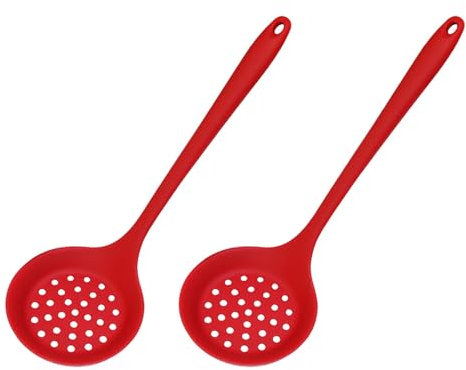 2 mestoli in silicone per schiumarola, cucchiaio scanalato con manico, cucchiaio per schiumarola, adatto per uso in cucina