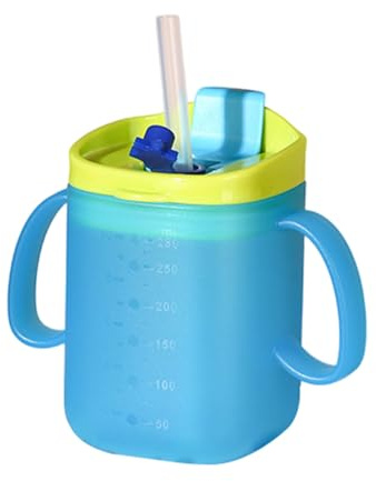 Qsvbeeqj Taza de leche para niños con pajita y tapa a prueba de fugas Taza para niños con pajita a prueba de fugas Leche para niños PP Beber bebé
