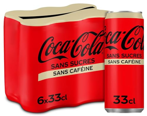 COCA-COLA – Soda Cola Sans Caféine et Sans Sucres, Plaisir Léger et Rafraîchissant (Pack 6x33cl)