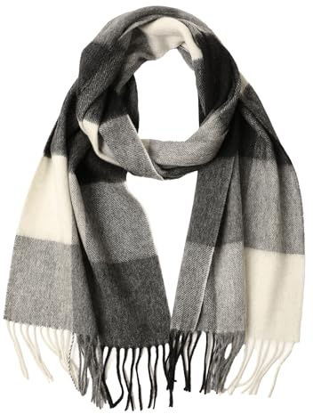 NUOHEMULE 100% Merino Wool Tartan Scarf for Women and Men, Ladies Checked Tassel Winter Warm Scarves, Plaid Blanket Scarf with Gift Box