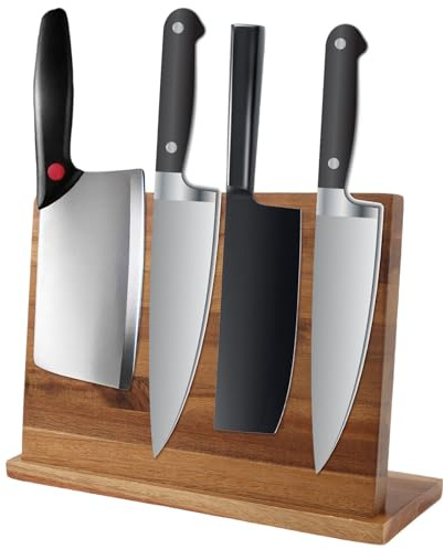 GWCYMYD Magnetic Knife Block Without Knives, 12.5 Inch Double Side Magnetic Knives Holder with Anti Slip Pad, Dishwasher Safe Knife Holder Standing for a Tidy Kitchen