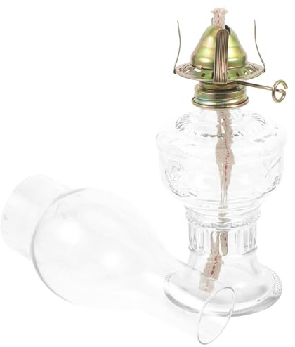LIFKOME Lámpara de Queroseno Retro de Cristal Transparente Lámpara de Aceite de Escritorio Vintage Decoración Clásica para Sala y Dormitorio Adorno Funcional de Vidrio Elegante