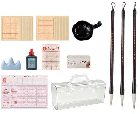 15 st nybörjare kalligrafi set med borstar, bläck, vatten skrivduk, filtmatta och plommon blommaträtt