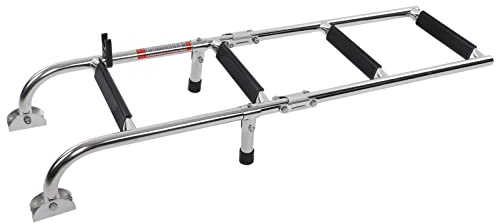 Aumotop Scaletta Pieghevole per Barca a 4 Gradini Regolabile Antiscivolo per Pontone, Supporto di Poppa in Acciaio Inossidabile 316 Bass Tracker, Boston Whalers
