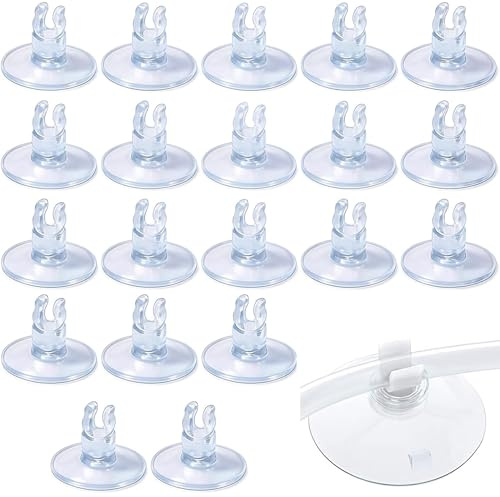 LEOUEANR Lot de 20 clips de fixation de tuyau d'air d'aquarium de 5 mm, supports de tuyau à ventouse fendus de 25 mm, fixations transparentes pour tuyau d'air pour un placement sécurisé des tubes