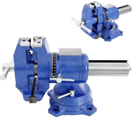 4 Schraubstock, 100MM 360° Zweiachsig Multifunktionaler Profi Tischschraubstock Drehbar Tischschraubstock Mehrzweck Professionelle Drehbacken Parallelzange für Tischlerei Handwerk Schweißen
