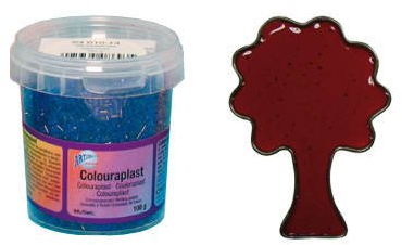 CREARTEC Colouraplast – Perline di plastica/granulato da fusione – Colore: rosso scuro – Quantità: 100 g – Ideale per vetrine, opere d'arte mobili e piccole – Resistente alle intemperie – Made in