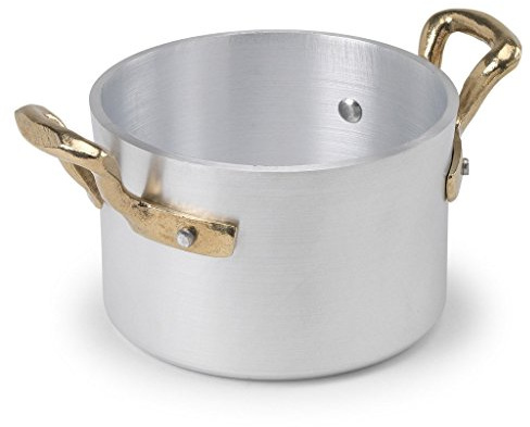 Pentole Agnelli ALMA10410 Casseruolino Alto a Servire con 2 Maniglie in Ottone, Alluminio Professionale 3 mm, 10 cm