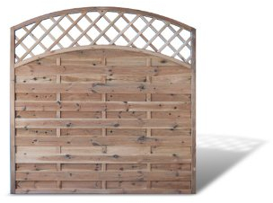 Sichtschutzzaun Lamellenzaun mit Doppelbogen + Rankgitter Maß 180 x 180 auf 160 cm (Breite x Höhe) aus Kiefer/Fichte Holz, druckimprägniert für den Garten Berlin Doppelbogen