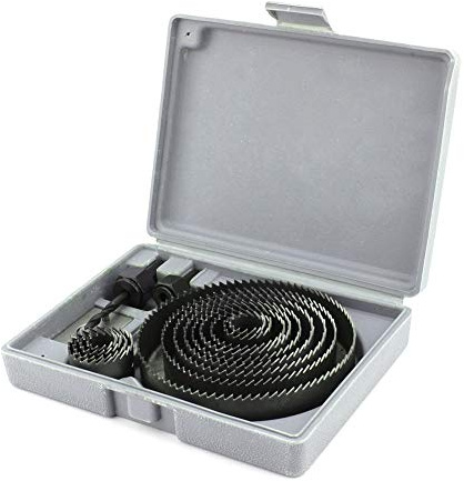 Yosoo 16 Loch Stahlsägeblatt Kit Metall Kreis Ausstechform rund-Bohrer Holz-Legierung Downlights 19–127 mm mit Etui