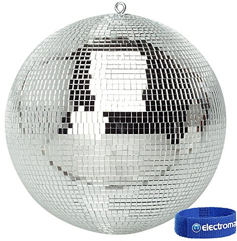 300mm Mirror Disco Ball with Hanging Ring, Silver Glitter Ball Great for Party or Dj Dance Light Effect
