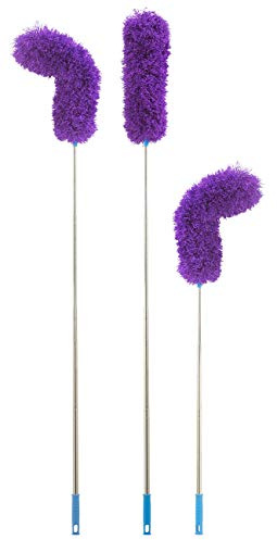 Sichler Haushaltsgeräte Staubwedel zum Ausziehen: 3er-Set Biegbare Mikrofaser-Staubwedel mit XXL-Teleskop bis 280 cm (Teleskop waschbar, mit langem Stiel, lang)