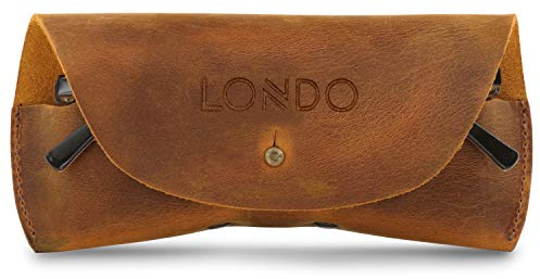LONDO Genuine Leather Eyeglass Case with Button Closure