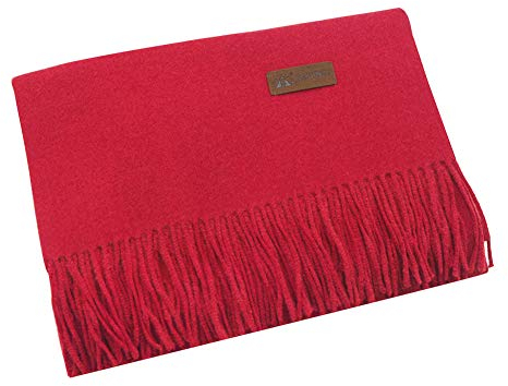 PB-SOAR Unisex XXL Einfarbiger Schal für Winter, Schals Winterschal Damenschal Halstuch Umschlagtuch Pashmina Stola mit Fransen (Rot)
