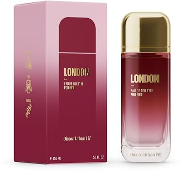 Dicora Urban Fit | Eau de Toilette LONDON FOR HER | Perfume de Mujer | Fragancia Floral Dulce | Bergamota, Jazmín, Vainilla | Colonia Larga Duración | 150ml