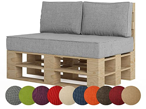chilly pilley Palettenkissen Palettenauflage Palettenpolster Sitzkissen Rückenlehne Kaltschaum Schaumflocken Füllung viele Größen und Farben (3er Set, Silber)