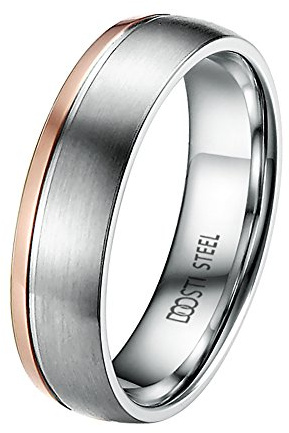 DOOSTI Partnerring/Trauring Dainty - Bicolor Chirurgischer Edelstahl mit Gratis Gravur