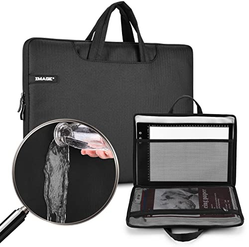 IMAGE Étui de rangement de voyage étanche avec poches pour tablette lumineuse, Noir , A4, Utile