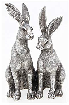 Reflections Silver Twin Hares Figurine by Leonardo