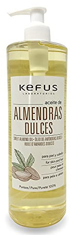 Kefus - Aceite Almendras Dulces, 500 ml | 100% Natural Prensado en Frío | Hidratante, Pieles Secas, Delicadas y Estrías | Brillo y Suavidad al Cabello