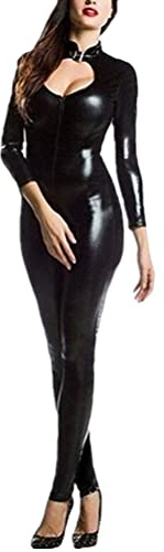ORANDESIGNE Spitze Latex PU Schnürung V-Ausschnitt Rückenfrei Gothic Kunstleder Corsage Bustier Korsett Korsagenkleid