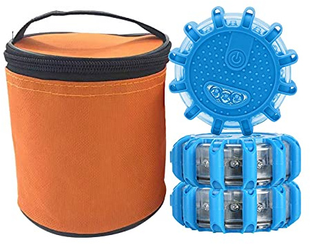 Luz Emergencia Coche, Intermitente Advertencia Luz Kit, Leds Rotativo, Baliza, con Base MagnéTica Y Gancho, para AutomóViles, Todoterrenos, Jeeps, Motocicletas, Bicicletas Y Barcos (Azul, 3)