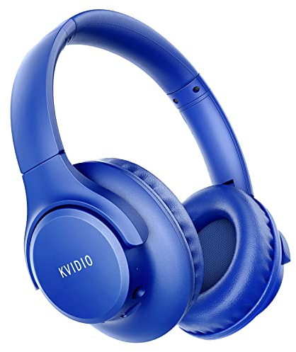 KVIDIO Casque Bluetooth sans Fil, 55 Heures de Lecture sans Fil avec Microphone, Casque léger Pliable avec Basses Profondes, Son stéréo HiFi pour Voyage, Travail, Ordinateur Portable