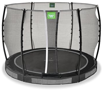 EXIT Allure Classic Rundes Bodentrampolin - ø305cm - Mit Fußschutzsystem & Sicherheitsnetz - Wasserbeständig - Starkes Großtrampolin - Für alle Altersgruppen - Rundes Bodentrampolin - Schwarz