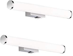 meineWunschleuchte 2er Set Bad Wandleuchten mit Schalter in Silber Chrom, Breite 40cm